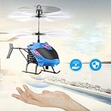 Flying Helicopter Toys,Hemlock Kids Flashing Lighting Plane Toys Boys Remote Controlled Aircrafts (Blue)