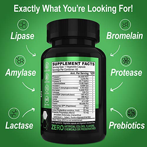 Digestive Enzymes Enzyme Supplements for Digestion with Lipase Amylase Bromelain Protease and