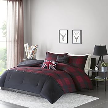 Amazon.com: TWIN Red Black Gray Loft Living Geo Blocks