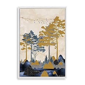 Framed Canvas Home Artwork Decoration Abstract Scenery Natural Landscape Canvas Wall Art for Living Room, Bedroom - 16x24 inches