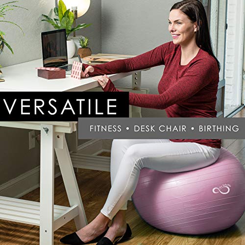 Live Infinitely Exercise Ball (55cm-95cm) Extra Thick Professional Grade Balance & Stability Ball- Anti Burst Tested Supports 2200lbs- Includes Hand Pump & Workout Guide Access (Rose, 65 cm) - Thumbnail 5
