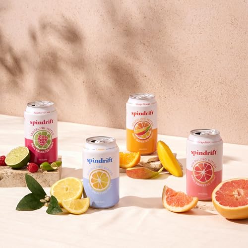 SPINDRIFT SPARKLING WATER, 4 FLAVOR VARIETY PACK, MADE WITH REAL SQUEEZED FRUIT, 12 FL OZ (PACK OF 20)