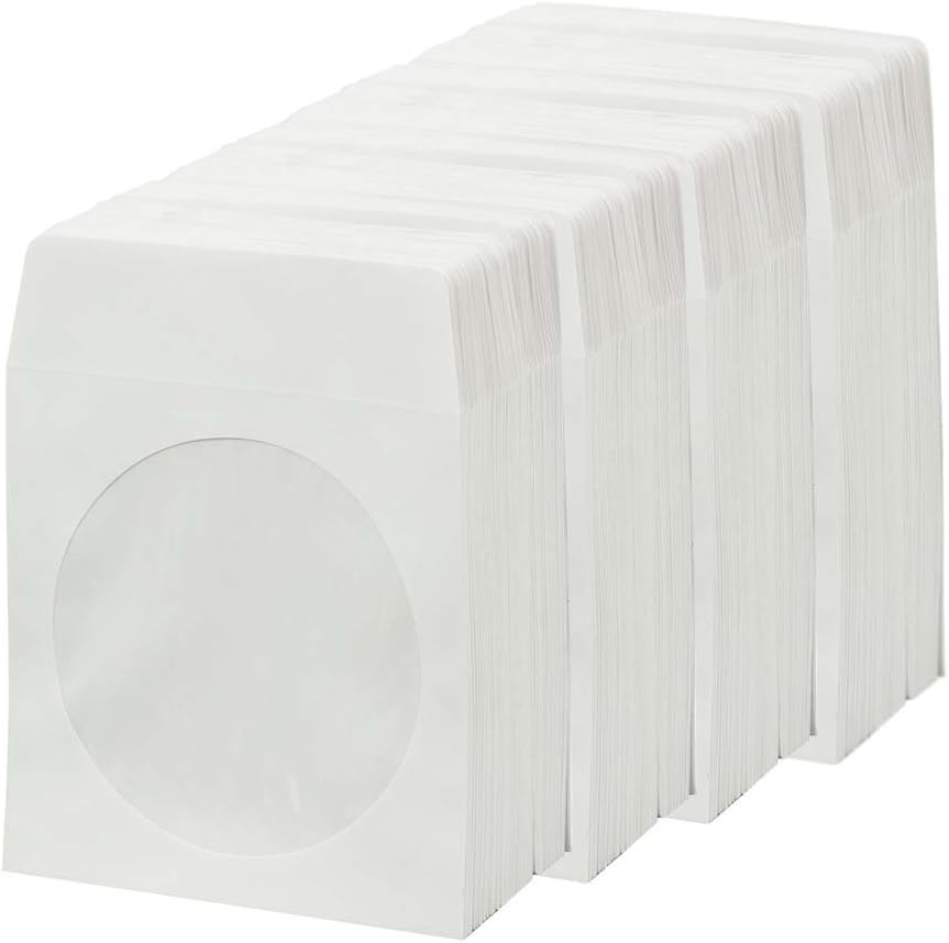 BestDuplicator White Cd/Dvd Paper Media Sleeves Envelopes With Flap And Clear Window (400 Sleeves)
