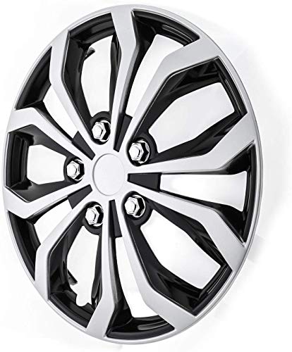 IPS Venom Universal Fit Wheel Cover [Set of 4] - 16 in. ABS Hub Cap with 10 Spokes, Black/Silver Finish. Car Accessories - Thumbnail 2