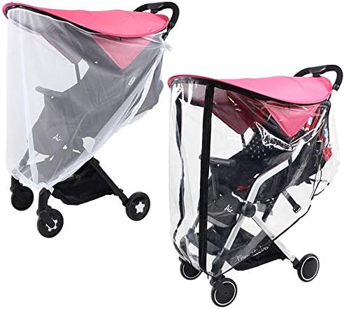 3-in-1 Pink Stroller Sun Shade Rain Cover Mosquito Net Universal UV Protection Cover, Princess Awning Canopy Extender, Baby Carriages Stroller Weather Shield Insect Netting,A1