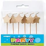 Unique Sparkling Gold Star Birthday Candles Pack of 6 Elegant Design view 4
