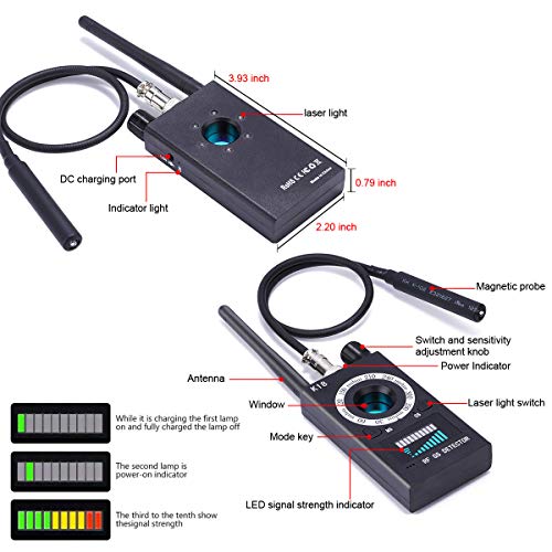 Anti Spy Detector, RF Signal Bug Detector, Spy Camera Finder, Wireless Signal Pinhole Laser for Hidden Camera Car GPS Tracker