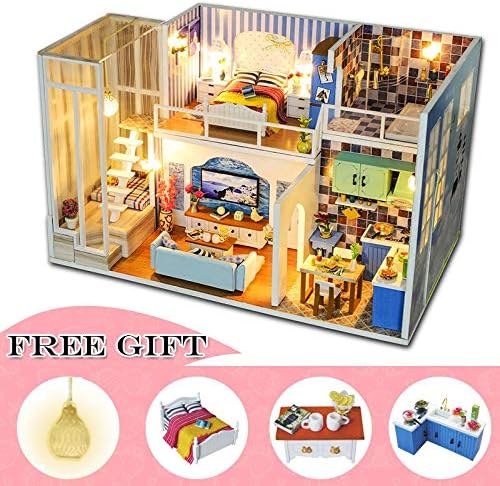 Kiartten Doll House - Doll House Furniture Miniature Dollhouse DIY Miniature House Room Box Theatre Toys for Children Casa De Boneca J18 1 Pcs