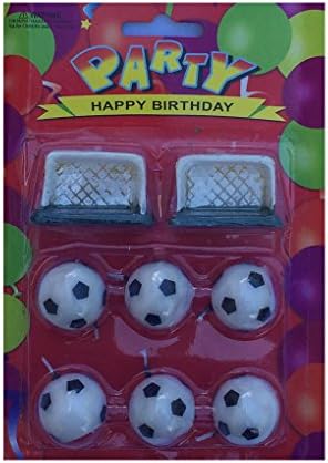 Birthday Candles Soccer Balls for Soccer Game Birthday Theme Pack of 6. White w/ Black