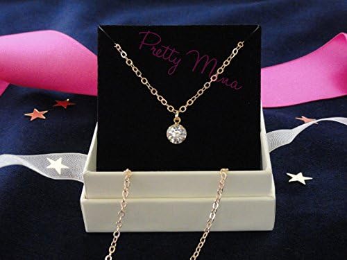 18K Gold Filled Crystal Necklace, Round Crystal Clear, CZ Pendant, Handmade Bridal Necklace, Wedding jewelry By Pretty Mana