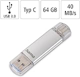 Hama C-Laeta 64GB USB Flash Drive Stick USB 3.0 3.1 USB-A USB-C Silver view 4