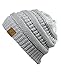 Unisex Trendy Warm Chunky Soft Stretch Cable Knit Slouchy Beanie Skully HAT20A-Silver