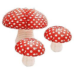 3Pcs Large Mushroom Paper Lanterns for Jungle