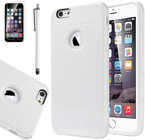 iPhone 6S Case, Ovis, iPhone 6S Double Layer Case, Dual Layer Heavy Duty Matte Armor Defender Absorbing High Impact Hybrid Rugged Shock Resistant Case Cover For iPhone 6S 4.7'' - White