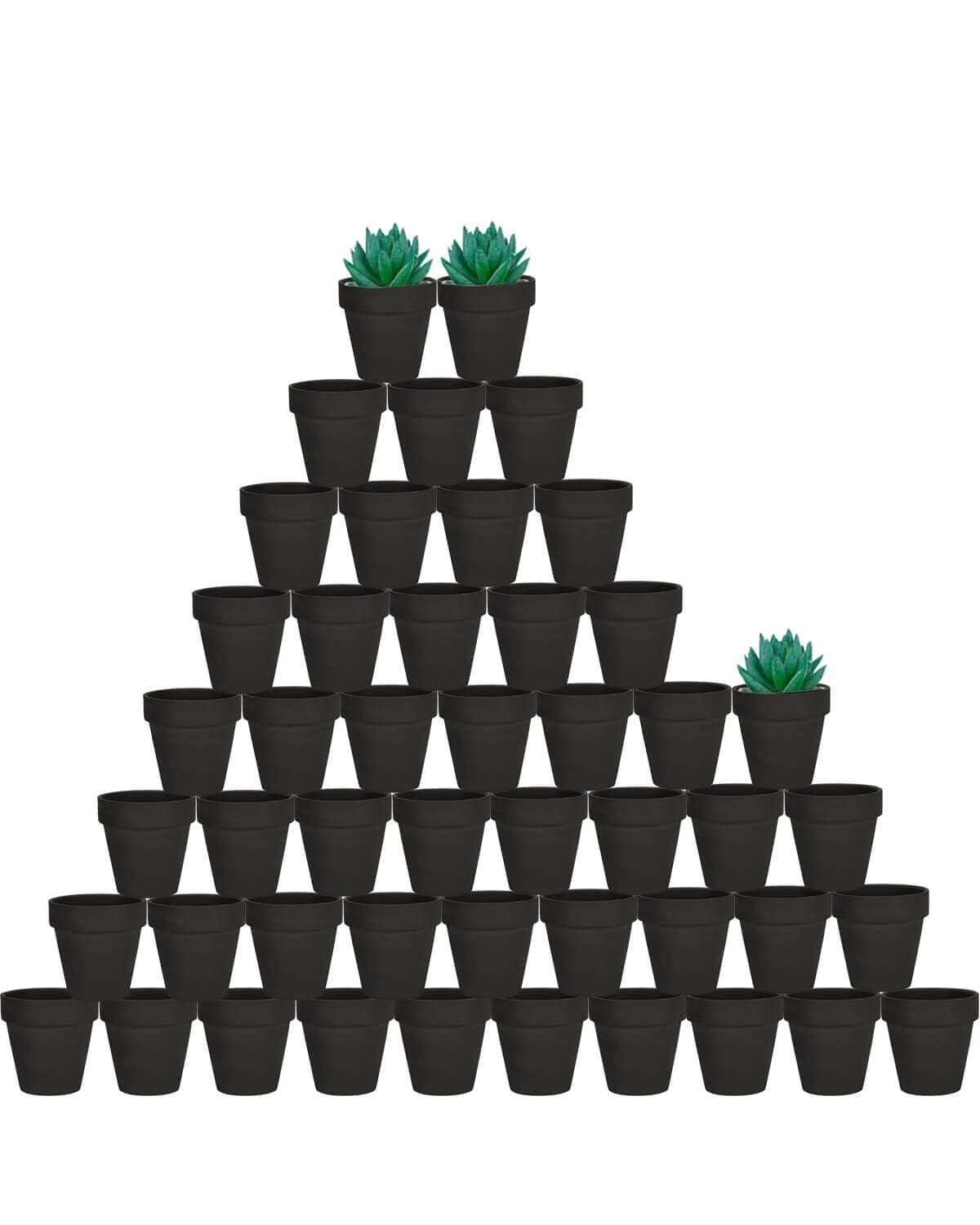 vensovo 48 Pcs Tiny Terracotta Pots - 5 CM Black Small Mini Clay Pots with Drainage Holes Flower Nursery Terra Cotta Pots for Indoor/Outdoor Succulent Plants, Crafts, Wedding Favor — image 1