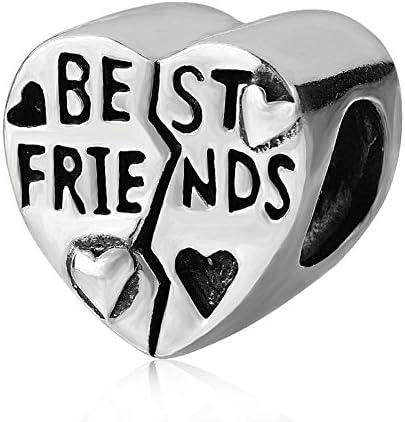 Choruslove Best Friends Forever Heart Charm 925 Sterling Silver Bead for Bracelet