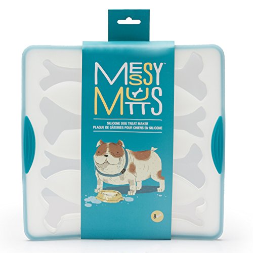 Messy Mutts Silicone Treat Making Molds | 9" x 9" Tray | Dishwasher, Freezer, Oven Safe | Perfect for DIY Dog Treats | Framed Design | Large (8 Bone-Shaped Cavities)