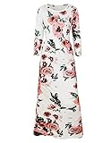 OQC Women's Floral Print 3/4 Sleeve Pockets Summer Casual Party Long Maxi Dress