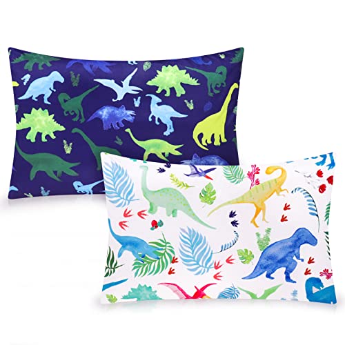 Toddler Pillowcase, Kids Pillow Cover for Sleeping, 2 Pack Dinosaur Set Fit Pillow Sized 13