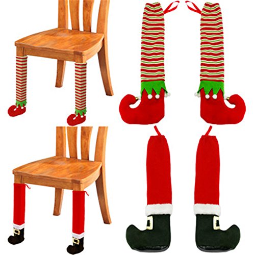 4PCS Christmas Table Leg Covers Socks Christmas Chair SocksTable Chair Leg Covers Caps