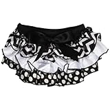 juDanzy Satin baby ruffle bloomers Diaper Covers in a Variety of colors & sizes (0-6 Months, Black & White)