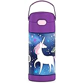 THERMOS FUNTAINER Water Bottle with Straw - 12 Ounce - Kids Stainless Steel Vacuum Insulated Water Bottle with Lid, Space Unicorn