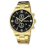 Fashion Sport Luxury Quartz Military Stainless Steel Dial Leather Band Wrist Watch,Outsta Round Case Wristwatch Hot!!! (D)