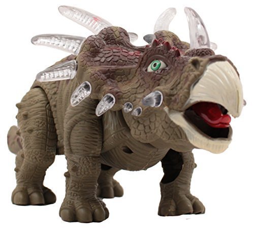 Techege Battery Powered Triceratops Dinosaur Toy Realistic Sounds and Fun Lights, Walks and Roars! by Techege Toys (Colors May Vary)