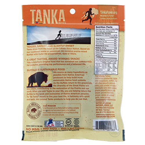 Gluten Free Meat Bar Bites with Buffalo and Cranberries, Beef Jerky Alternative, Chile Caliente by Tanka, 3 Ounce Bag, Pack of 6