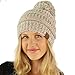 Confetti Ombre Big Pom Pom Warm Chunky Soft Stretch Knit Beanie Hat Oatmeal