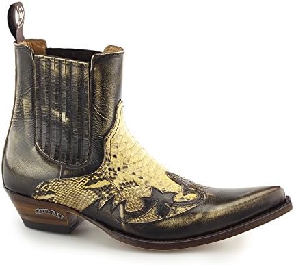 Sendra 9396 Mens Leather Pointed Cuban Heel Cowboy Boots Python