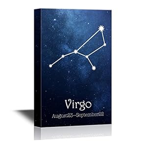 12 Zodiac Signs Constellation Canvas Wall Art - Virgo - Gallery Wrap Modern Home Art | Ready to Hang - 12x18 inches