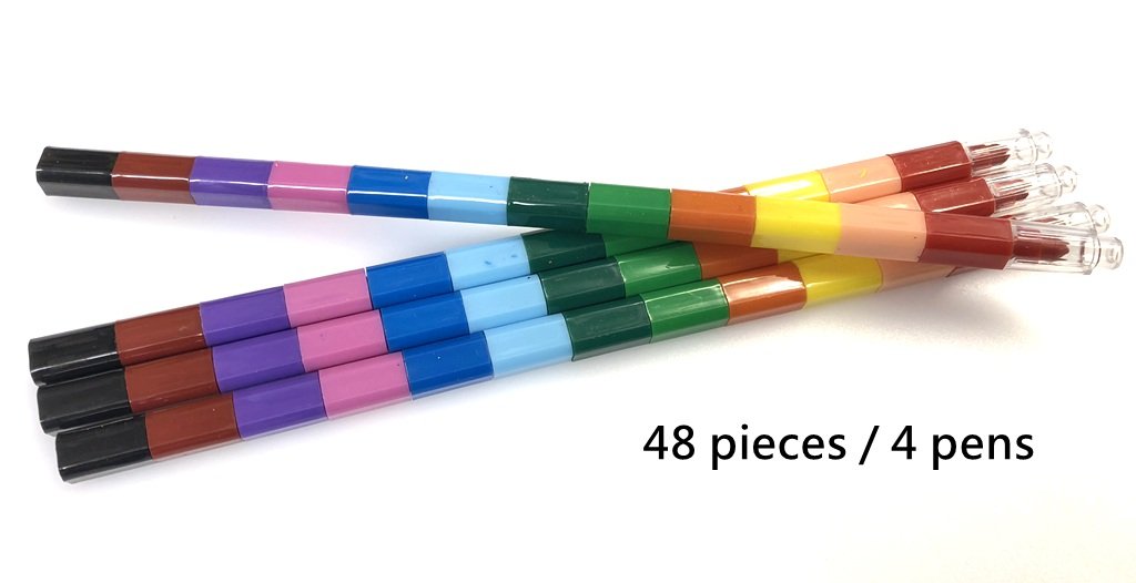 Crayon Pencil Kids Children Fun Stacking Crayons 12 Colours Swap Point Bullet (4)