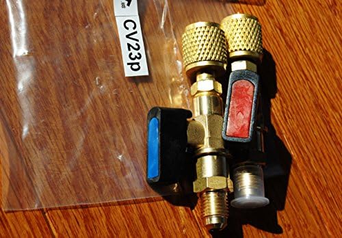 Pair R410a R22 Manifold-Port Flow Control Adapters+Hand Valve 1/4"X5/16FFL Flare HVAC Air Conditioning Service Tool Set