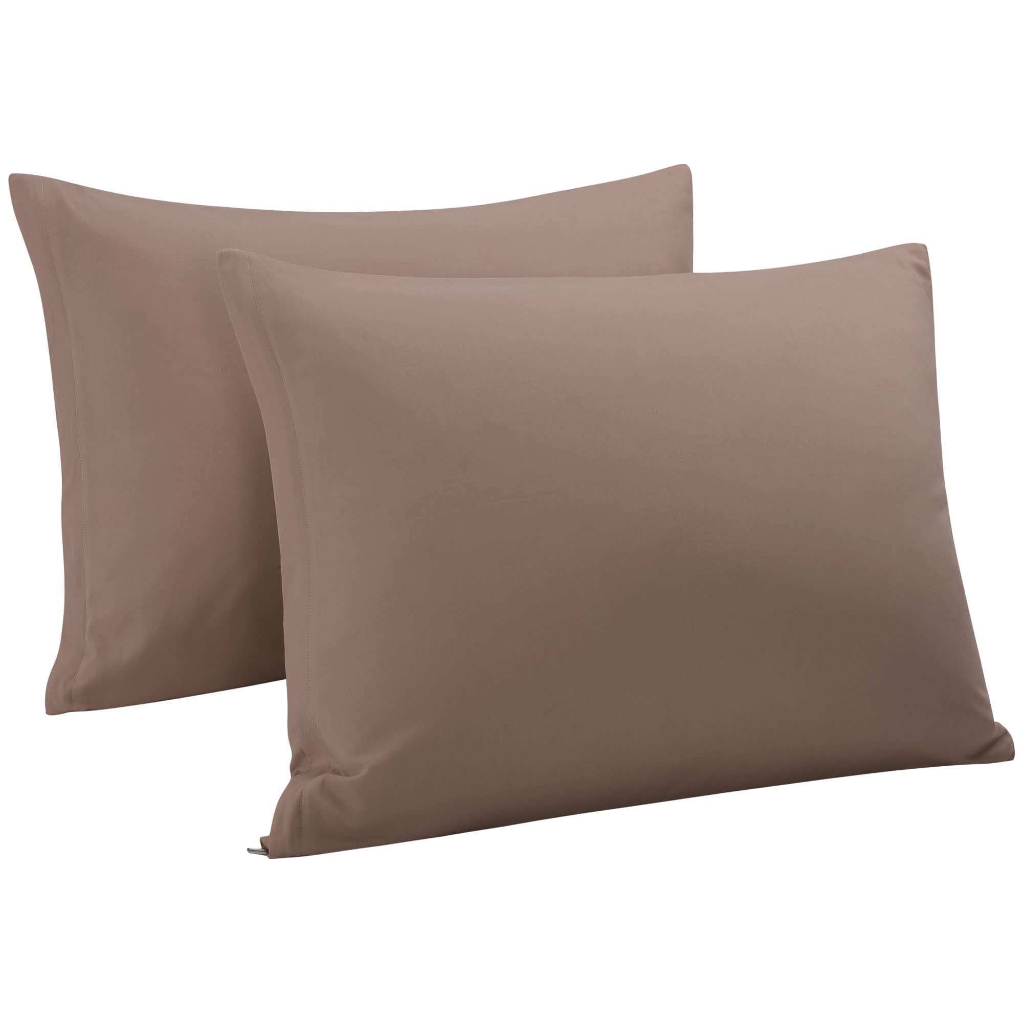 sourcingmap 100% Egyptian Cotton Pillowcases 2 Pack, 300 Thread Count Hotel Quality Pillow Cases with Zipper Closure Super Soft and Breathable Bed Pillow Cases Coffee Color 50 x 75cm