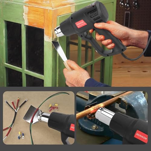 AIUNAOM Hot Air Gun 2000W Thermal Gun 50°C ~ 650°C Temperature Control without Levels + 2 Air Speeds Overload Protection for Heating Welding and Defrosting
