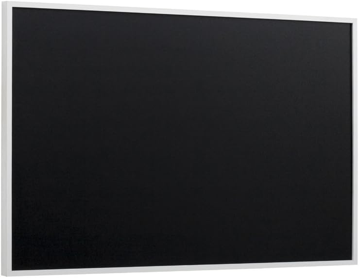 Bi-Office Chalkboard, Black Non Magnetic Surface, White Lined MDF Frame, 88.5 x 58.5 cm, white frame, W59 x H89 cm