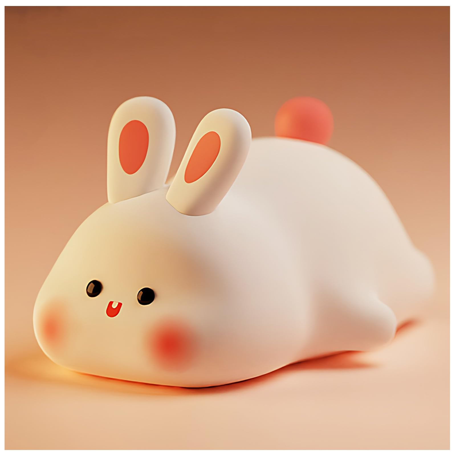 FOVNOT Bunny Squishy Lamp, USB Rechargeable Silicone Squishy Night Light Cute Kids Squishy Light with Touch Sensor 3 Modes Adjustable Brightness Rabbit Silicone Light Squishy Night Light for Kids Gift