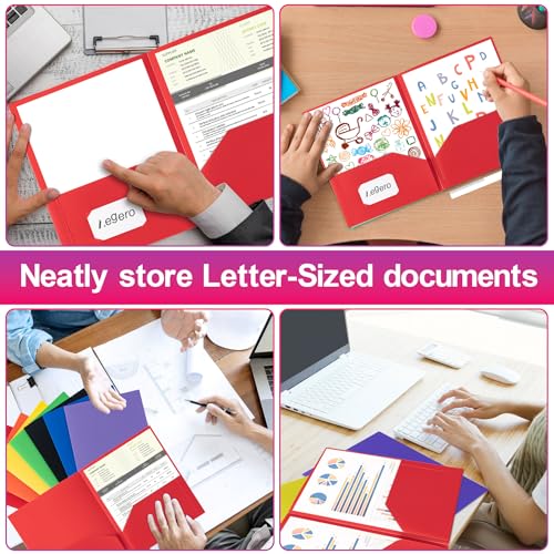 Aegero Plastic Folders with Pockets (7 Pack, Assorted Colors), Durable Heavy Duty File Folders with Business Card Slot, 2-Pocket Folder for Schoolwork & Office,Letter Size…