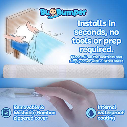 image for BuBumper [2-Pack] Foam Bed Rails for Toddler | Soft Bed Bumper for Kid