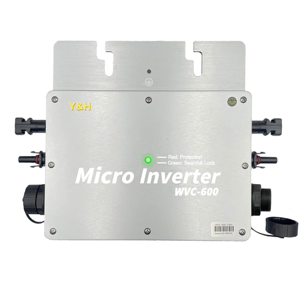 Y&H 600W MPPT Waterproof Grid Tie Inverter DC22-50V to AC230V for 36V Solar Panel Home Solar Panel System WGTI-600W-230V