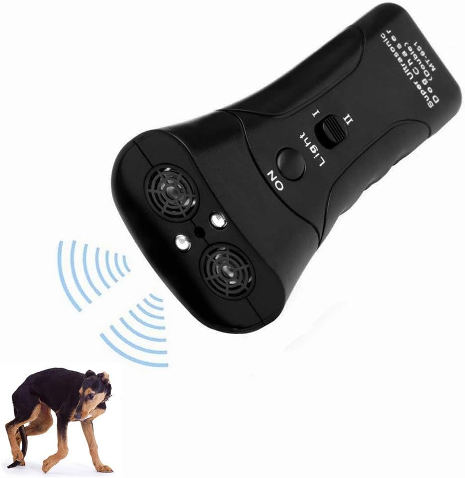 LAKA Ultrasonic Dog Repeller,Dog Bark Control Device,Anti Barking Deterrents Silencer Stop Barking Bark, Electronic Dog Trainner with LED Flashlight