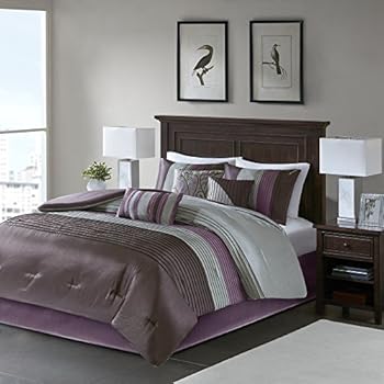 Amazon.com: 9 Piece King Duchess Plum and Gray Comforter