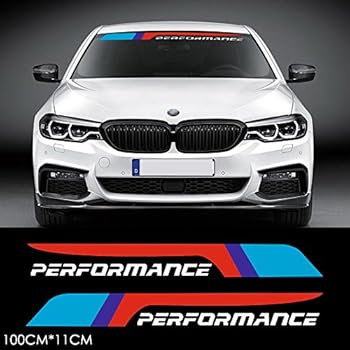 2pcs M Performance 2018 Front Rear Windshield Window Banner Vinyl Decal Stickers for BMW F10 F30 E90 E60 E39 E36 E30 X1 X3 X5 X6 Z4 M3 M4 M5 (White)