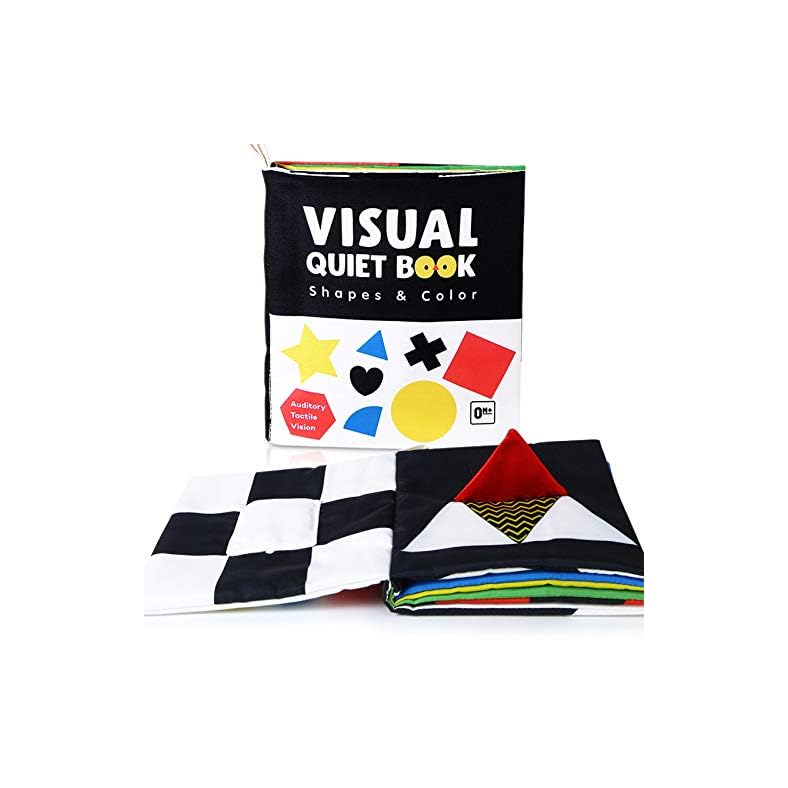 beiens Baby Books Toys, High Contrast Black and White Books Non Toxic Fabric Touch and Feel Crinkle Cloth Books Early…