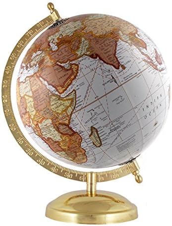 White Geographical Desktop Handmade Antique Vintage Gift 8 Inches Diameter Earth Home Décor Rotating Globe Decorative World