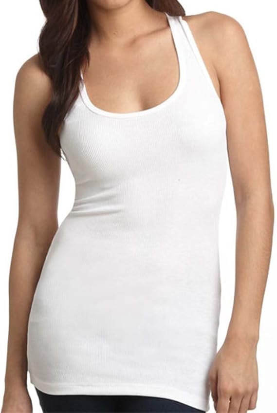 Hollywood Star Fashion Women's Long Ribbed Rib Racerback Tank Top (3XL, White) at Amazon Womenâs 