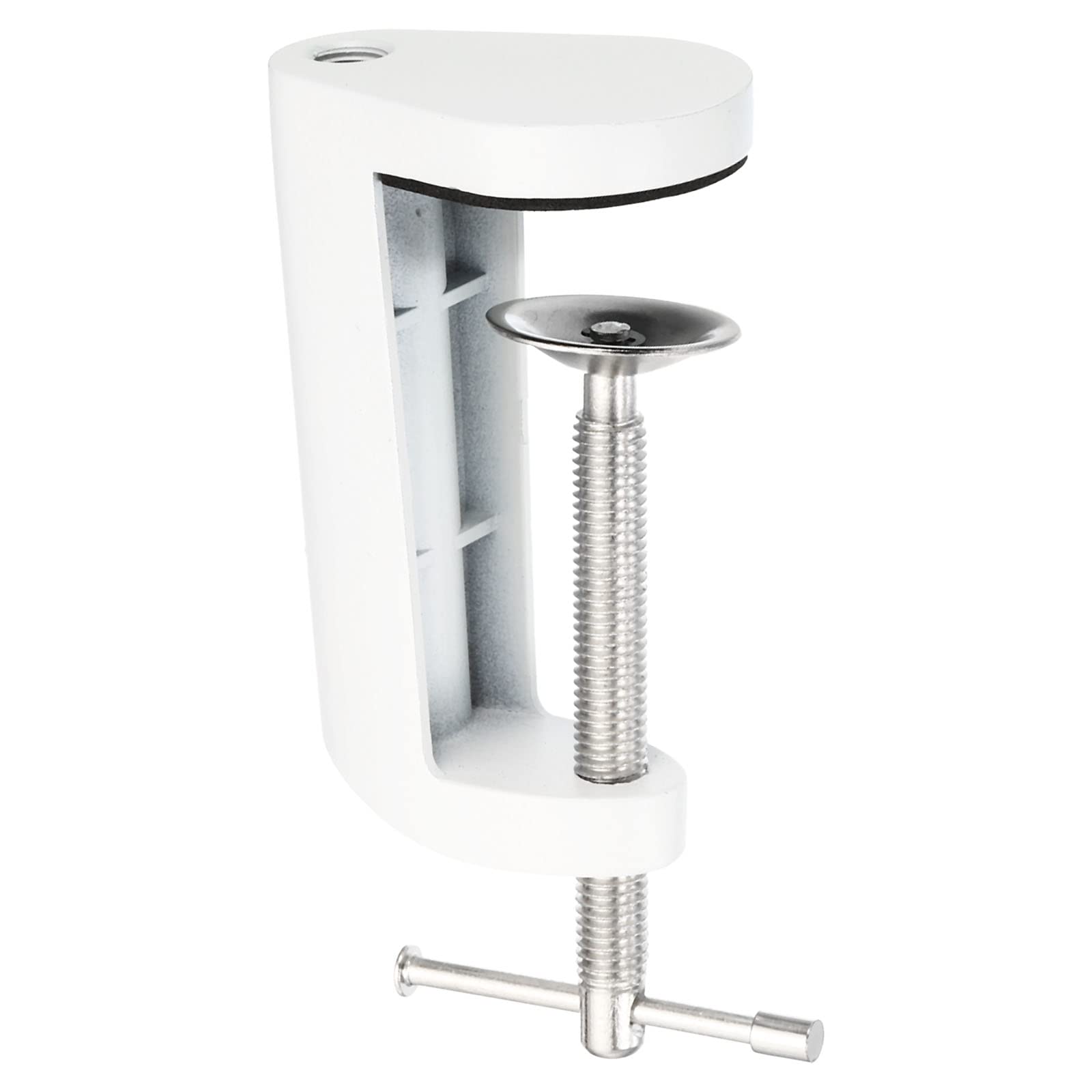 PATIKIL M10 Thread Hole Desk Table Mount Clamp, Universal Adjustable C Shape Desk Clamp for Microphone Arm Desk Lamps Stand, White