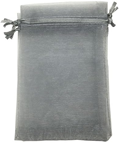 Sosam 100PCS 4x6 Inches Organza Drawstring Pouches Jewelry Party Wedding Favor Gift Bags (4x6, Gray)
