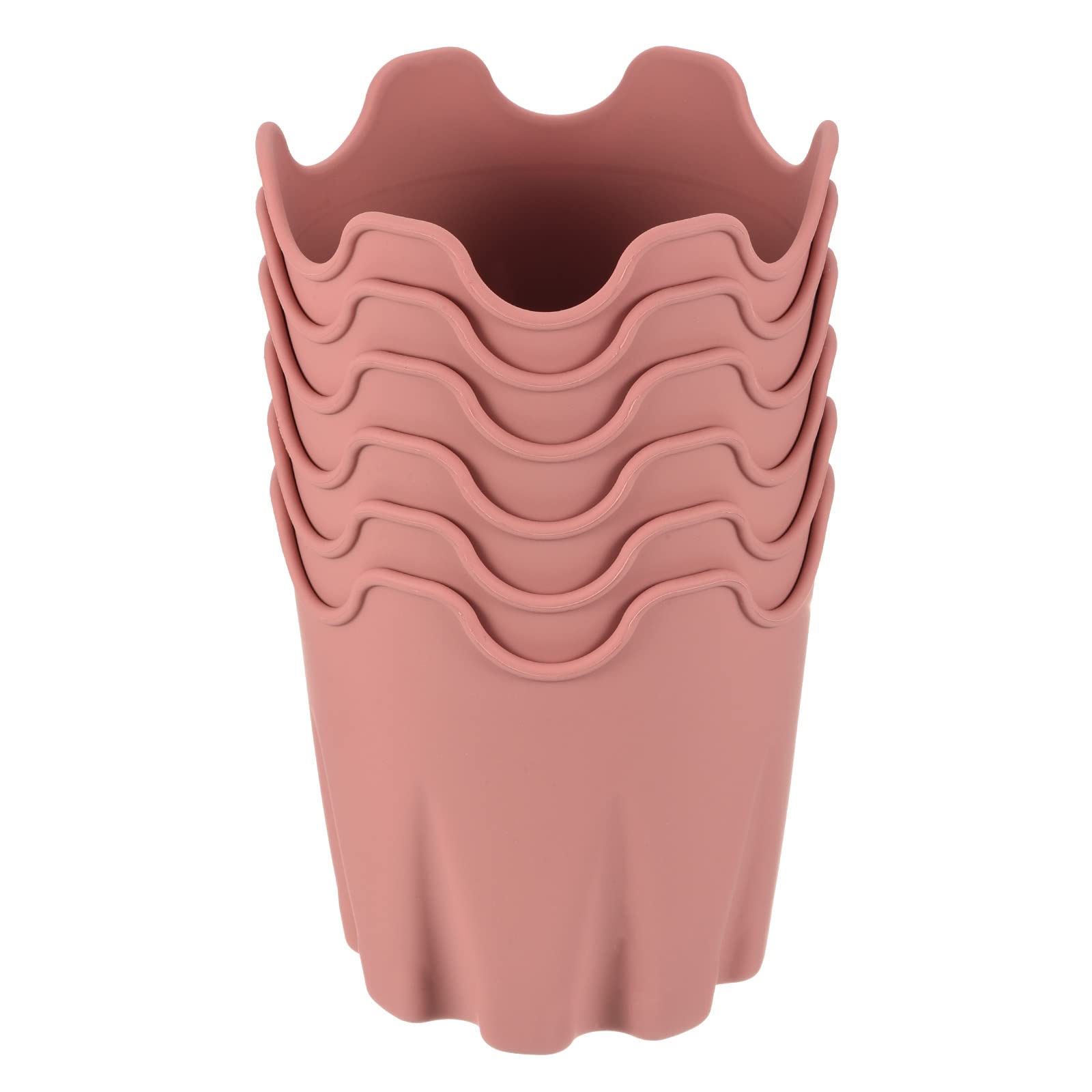 PATIKIL Silicone Plant Pot 4", 6 Pack Round Flower Planter Decorative Container for Indoor Outdoor Gardening, Pink